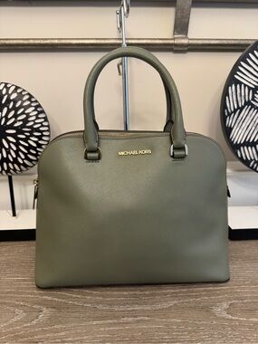 Michael Kors Olive Saffiano Dome Satchel. It doesn't come with the strap.